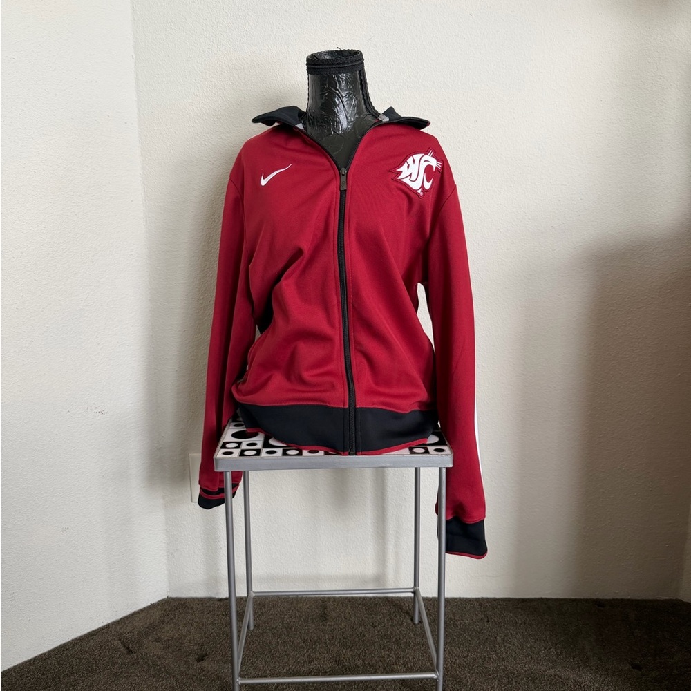 Nike Women's Crimson Full-Zip Varsity Jacket with Black Trim